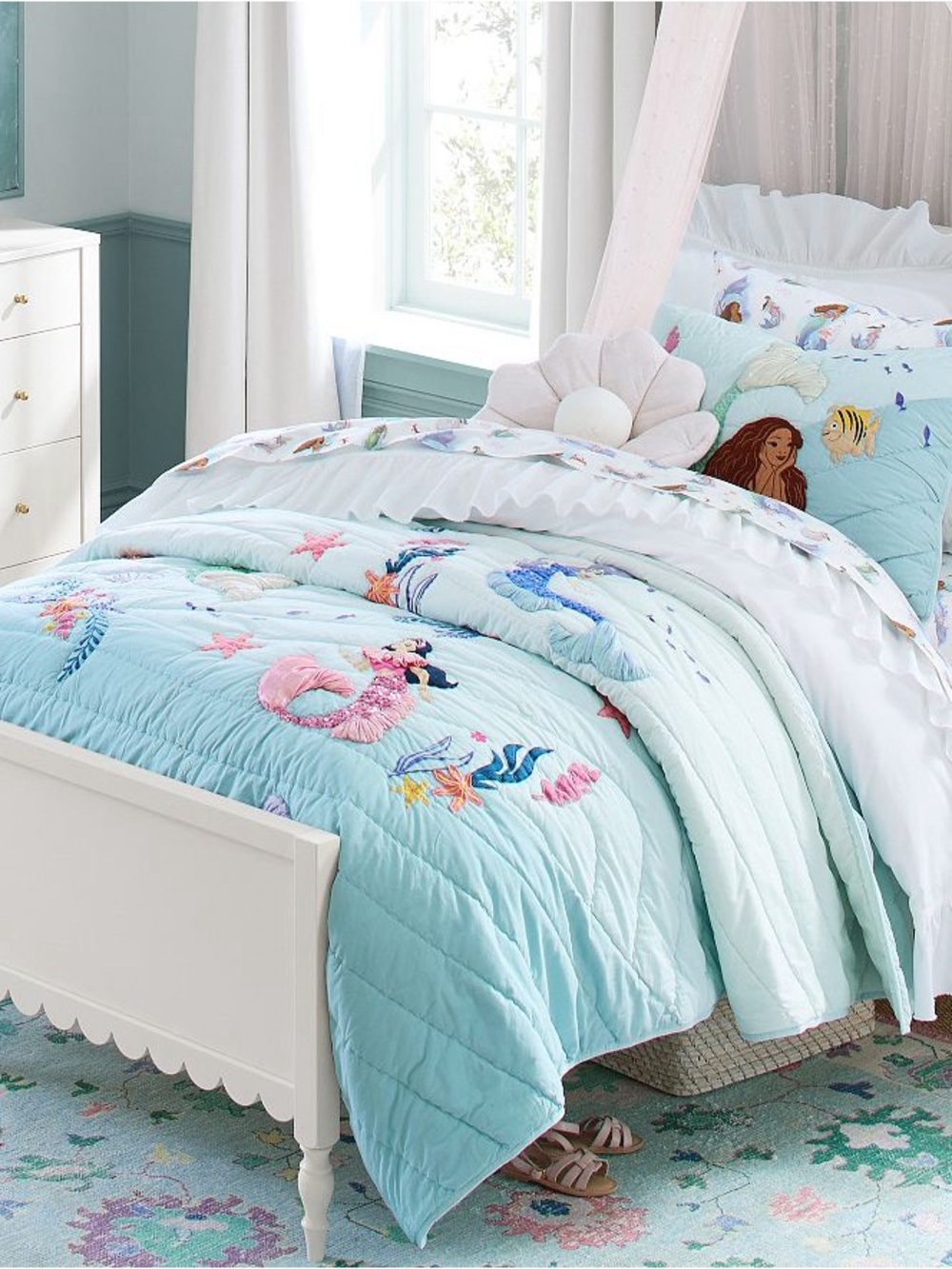 NIB Pottery Barn Kids Disney The Little Mermaid Quilt